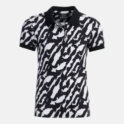 Bogeys & Birdies Pikétröjor Dam-W Tech Hidden Button Pique AOP Svart Vit Black/White (Zebra)