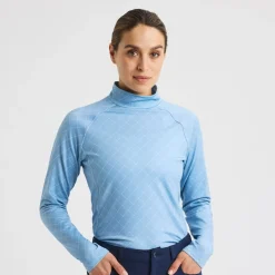 Röhnisch Tröjor Dam-Warm High Collar Top Micro-R-Check-Dove-Blue